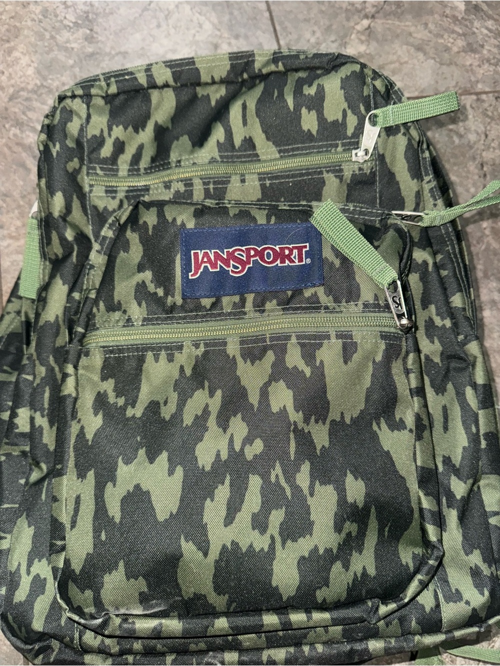 Jansport Green Camo Backpack Multi Zipper
